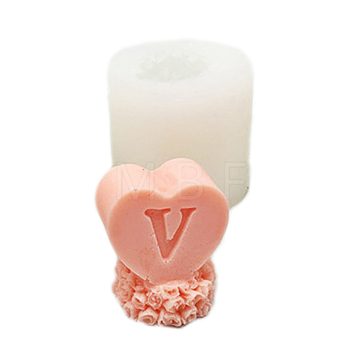 Heart with Word V DIY Candle Silicone Molds CAND-PW0001-089-1