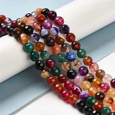 Natural Striped Agate/Banded Agate Beads Strands G-A246-8mm-09-1