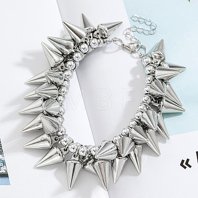 Hip-Hop Punk Goth CCB Plastic Spike Cone Charm Bracelets for Men WG608C0-01-1