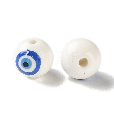 White Base Blue Evil Eye Hand Painted Ceramic Porcelain Beads PR-CBA3F2D-04A-1