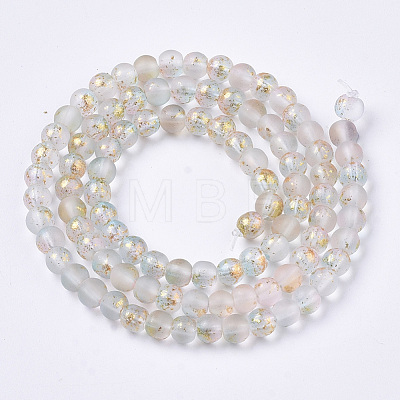 Frosted Spray Painted Glass Beads Strands GLAA-N035-03A-C07-1