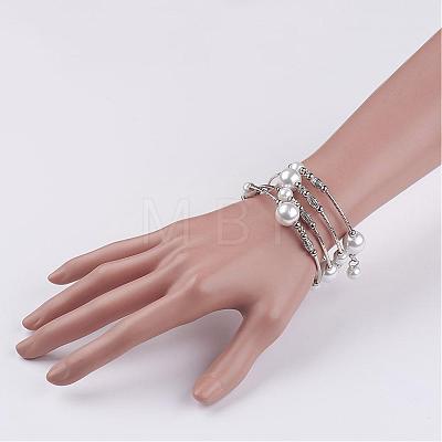Glass Pearl Bead Wrap Bracelets BJEW-JB02860-01-1