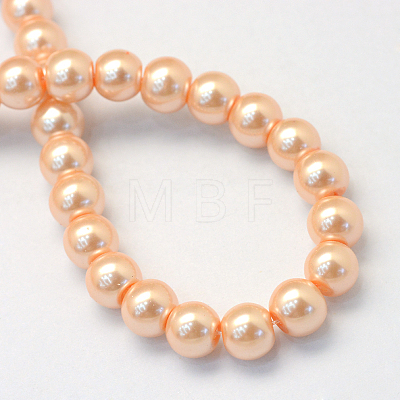 Baking Painted Pearlized Glass Pearl Round Bead Strands X-HY-Q330-8mm-18-1