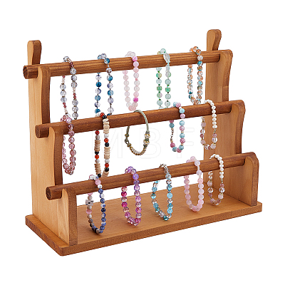 3-Tier Wooden Bracelet Organizer Display Riser Stands ODIS-WH0030-277A-1