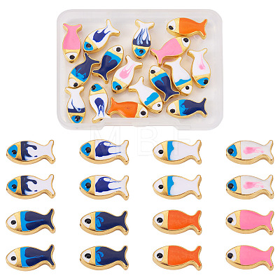 16Pcs 8 Colors Rack Plating Alloy Enamel Beads FIND-TA0002-32-1