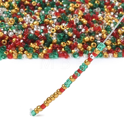 4 Colors Christmas 12/0 Glass Round Seed Beads SEED-X0058-01B-1