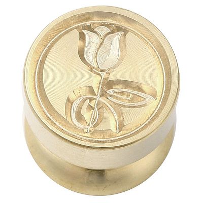 Golden Tone Round Wax Seal Brass Stamp Heads AJEW-M040-01G-C-1