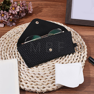 1Pc Imitation Leather with Iron Eyeglass Cases ABAG-CN0001-71A-1