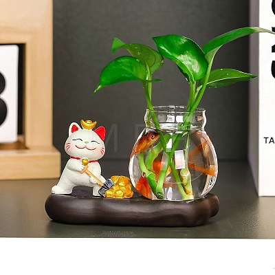 Resin Lucky Cat & Goldfish Display Decorations PW-WG9CA52-03-1