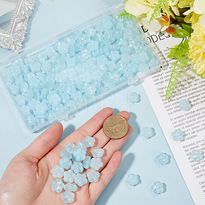 150Pcs Transparent Spray Painted Glass Beads GLAA-SP0001-23A-1