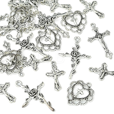 24Pcs 4 Styles Tibetan Style Alloy Pendants TIBE-FS0001-18-1