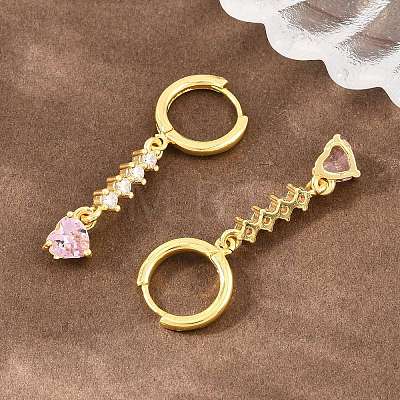 Brass Micro Pave Cubic Zirconia Hoop Dangle Earrings KK-CBA8324-07G-01-1