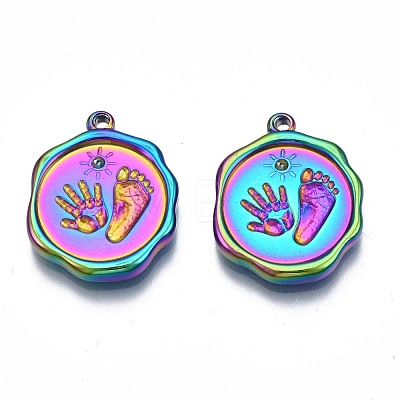 Rack Plating Rainbow Color 304 Stainless Steel Pendant Rhinestone Settings STAS-N098-034-1