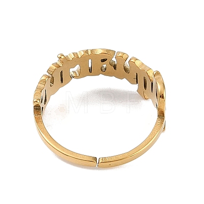 Ion Plating(IP) 304 Stainless Steel Constellation Open Cuff Ring for Women RJEW-C097-01G-01-1