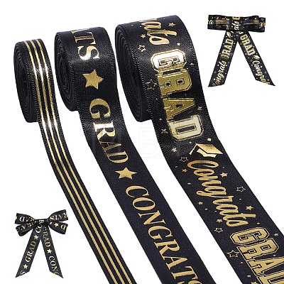 3Rolls 3 Styles Graduation Season Polyester Ribbon OCOR-PH0036-82B-1