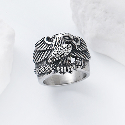 304 Stainless Steel Snake with Eagle Finger Rings for Men TH9949-1-1