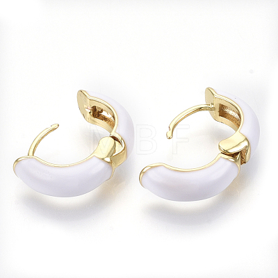 Brass Huggie Hoop Earrings EJEW-S209-01F-1