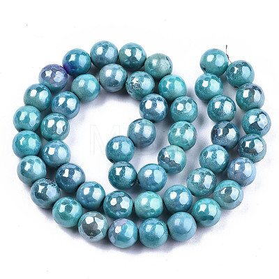 Electroplate Natural Agate Beads Strands G-T131-54H-1