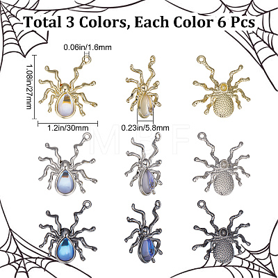 18Pcs 3 Colors Halloween Rack Plating Alloy Pendants FIND-SC0004-23-1