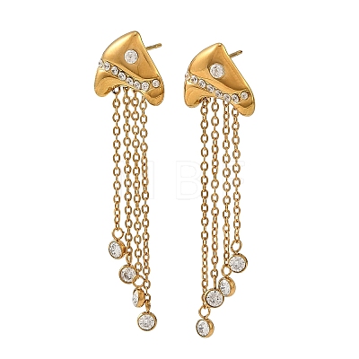 304 Stainless Steel Micro Pave Cubic Zirconia Dangle Stud Earrings for Women SA-CBAABBA-01G-1