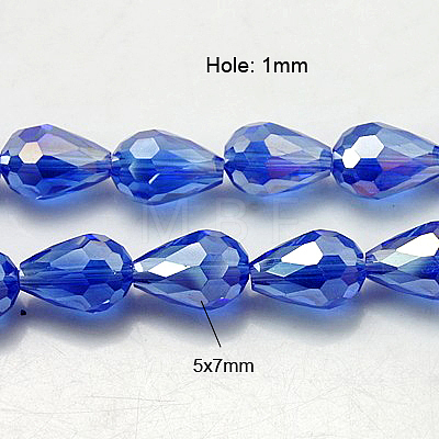 Electroplate Glass Beads Strands EGLA-D015-7x5mm-12-1