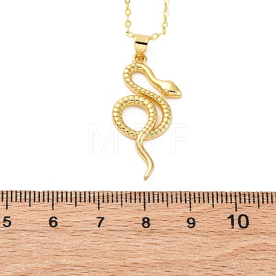 Brass Snake Pendant Cable Chain Necklaces for Women NJEW-S438-01A-G-1