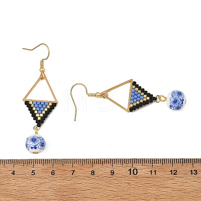 304 Stainless Steel with Cylinder Seed Beads Dangle Earrings EJEW-MZ00810-1