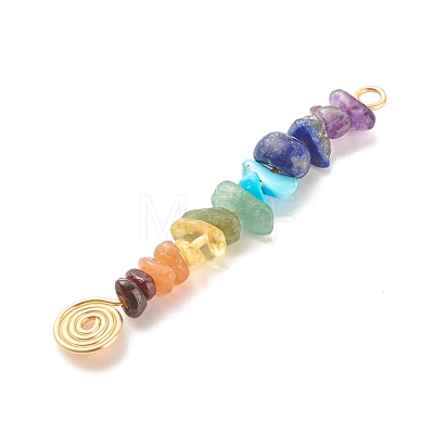 Chakra Natural & Synthetic Gemstone Copper Wire Wrapped Big Pendants PALLOY-JF01610-1