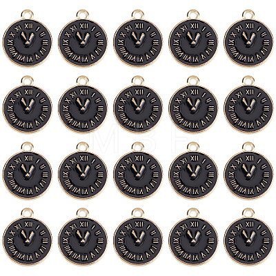 Clock Alloy Enamel Pendants ENAM-SC0003-47A-1