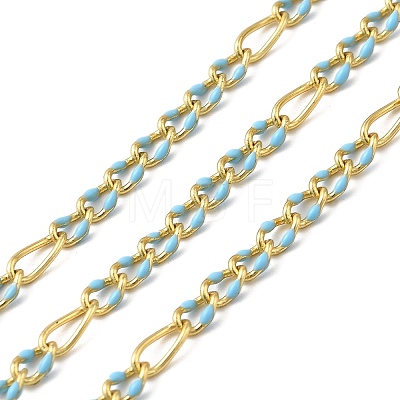 Handmade Brass Enamel Oval Link Chains CHC-L053-08G-08-1