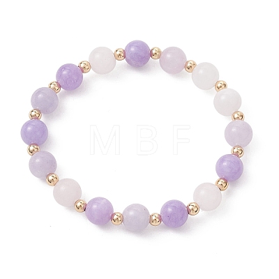 Natural Aquamarine & Rose Quartz & Amethyst Beaded Stretch Bracelets for Women BJEW-JB12945-1