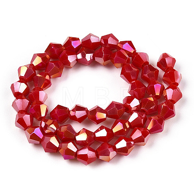 Opaque Solid Color Electroplate Glass Beads Strands EGLA-A039-P6mm-B02-1