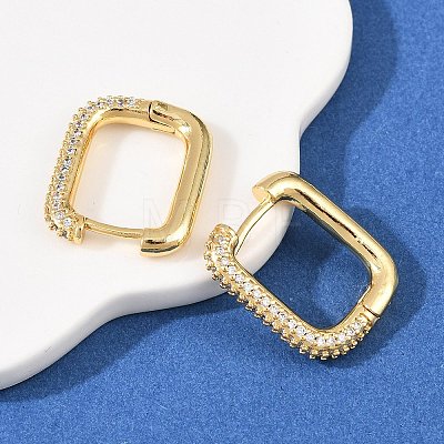 Rectangle Brass Clear Cubic Zirconia Stud Earrings EJEW-A156-12B-G-1
