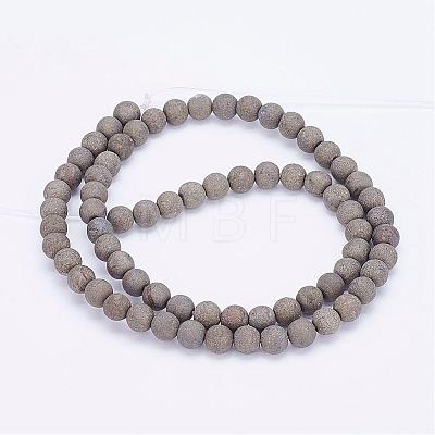 Natural Pyrite Bead Strands G-G670-09-6mm-1
