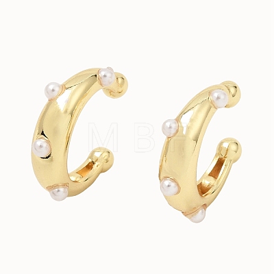 Brass ABS Plastic Pearl Cuff Earrings for Women PL-CBA43D6-01G-1
