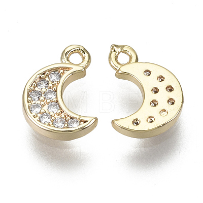Brass Micro Pave Clear Cubic Zirconia Charms KK-S348-542-NF-1