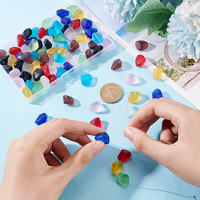   90Pcs 9 Colors Transparent Frosted Glass Beads FGLA-PH0001-07-1