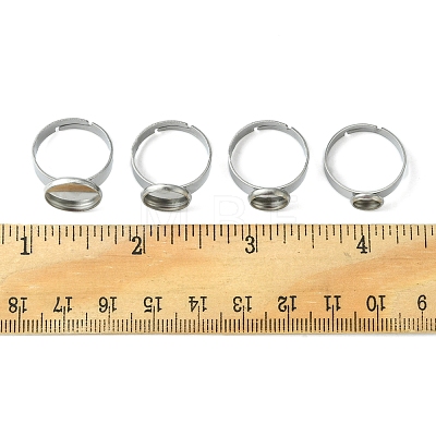 24Pcs 4 Size Adjustable 304 Stainless Steel Finger Rings Components STAS-FS0001-38-1