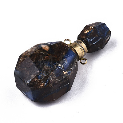 Assembled Synthetic Pyrite and Imperial Jasper Openable Perfume Bottle Pendants G-R481-14D-1