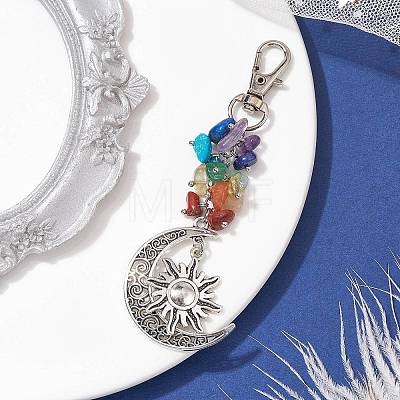 Natural & Synthetic Mixed Gemstone Chip Pendant Decorations HJEW-JM01685-01-1