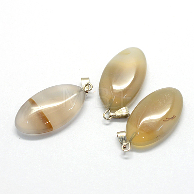 Horse Eye Natural Grey Agate Pendants G-Q363-10-1