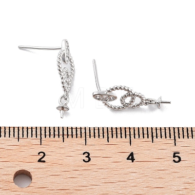 Rhodium Plated 925 Sterling Silver Micro Pave Cubic Zirconia Stud Earring Findings EJEW-B038-17P-1