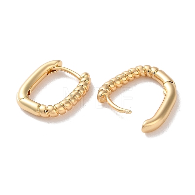 Half Spiral Rectangle Brass Hoop Earrings for Women EJEW-B056-18G-1