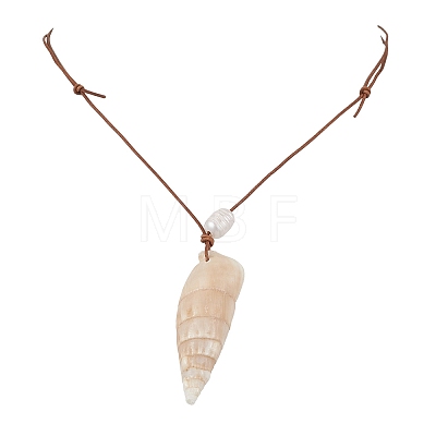 Summer Beach Natural Cultured Freshwater Pearl & Natural Shell Pendant Necklaces NJEW-JN05100-02-1