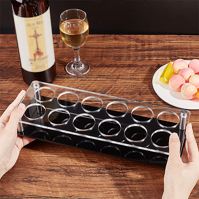 12 Round Holes Acrylic Shot Glasses Holders AJEW-WH0332-32A-1