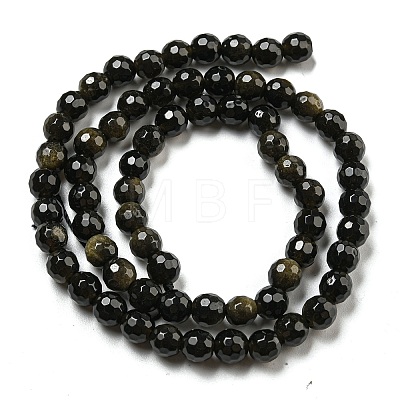 Natural Golden Sheen Obsidian Beads Strands G-E571-A01-01-1