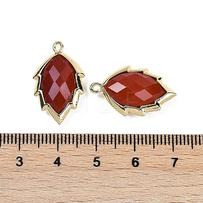 Natural Red Jasper Faceted Leaf Pendants G-I375-04G-16-1