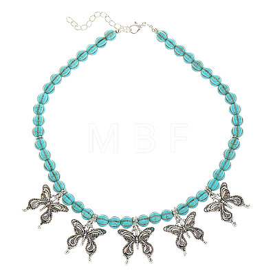Alloy & Synthetic Turquoise Pendant Pumpkin Beaded Necklaces for Women FS-WGFCE16-04-1