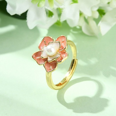 Brass Enamel Adjustable Finger Rings RJEW-JR01028-1