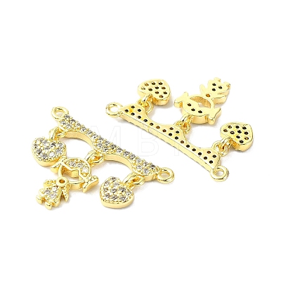 Rack Plating Brass Micro Pave Clear Cubic Zirconia Pendants KK-R157-12C-G-1